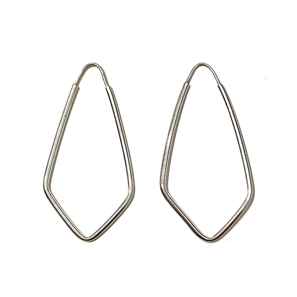 Sterling Silver Large Diamond Shaped Hoop Earrings